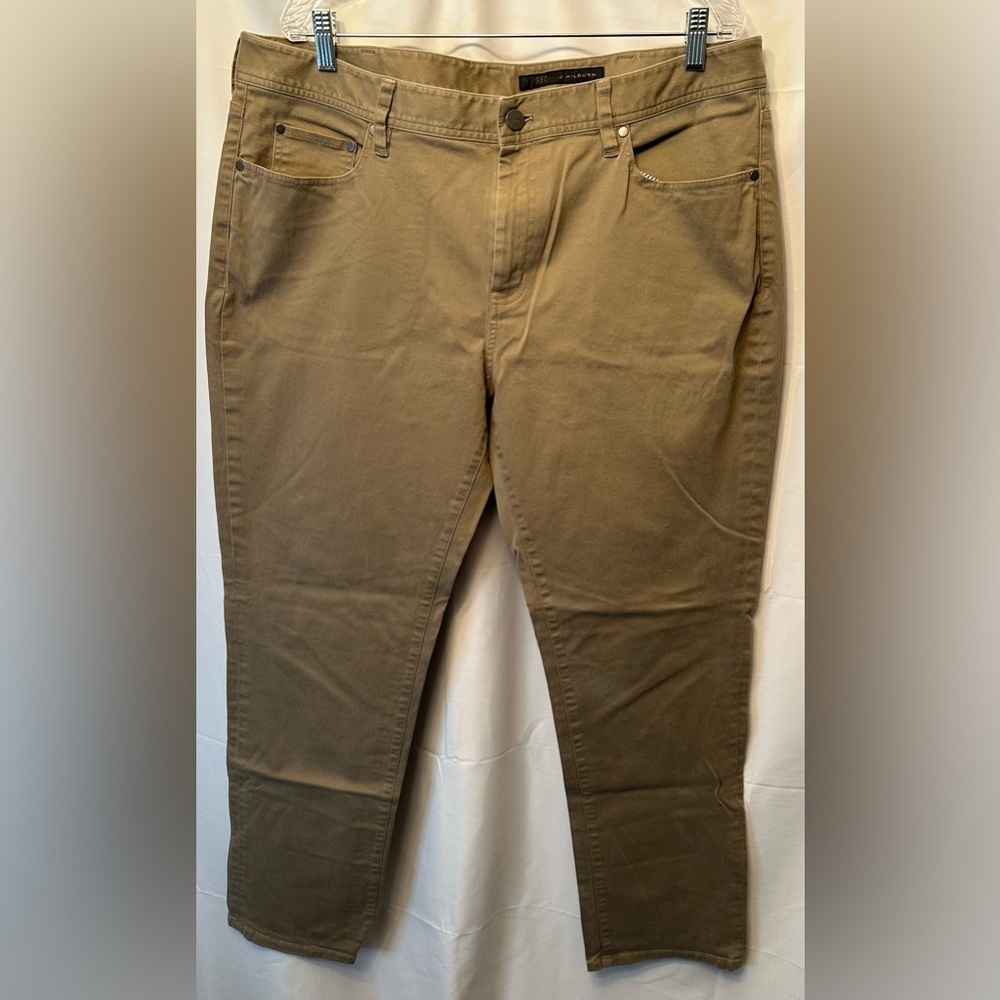 J Hilburn Tan Khaki Brushed Twill 5 Pocket Chino Pants Cotton Spandex Size 38-40
